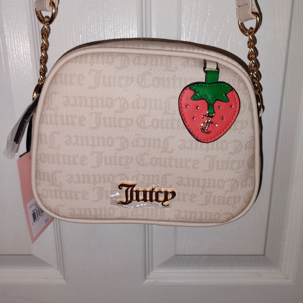 Juicy Couture Cream Mini Crossbody Bag with Strawberry Charm